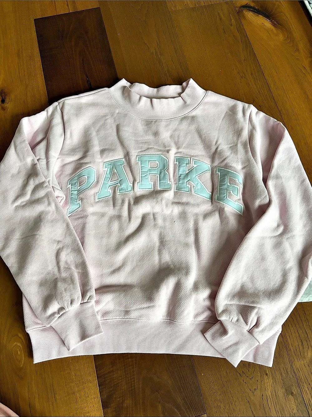 NWT PARKE Varsity Mockneck Cupcake Limited Drop (Pink & Light Blue) Sweatshirt